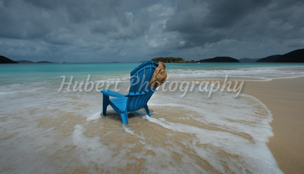 Blue Chair at Cinnamon Bay, St John, USVI Metal Photo